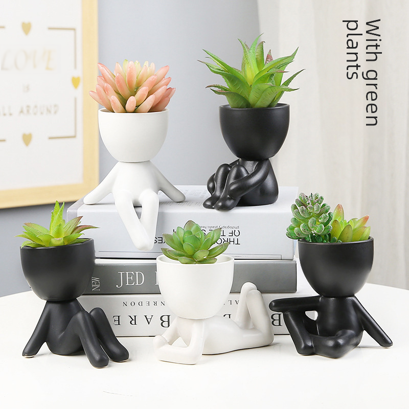 Nordic succulent plant pots succulent personalized creative ceramic ornaments office simple crafts lazy potted plants