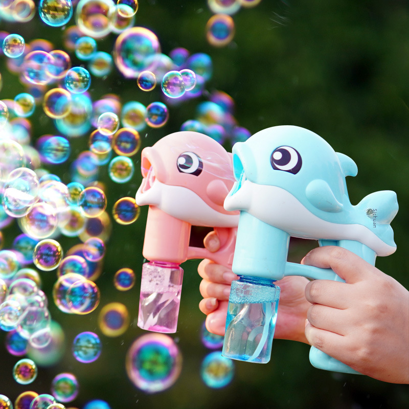 Children's Electric Fully Automatic Dolphin Bubble Machine Night Market Stall Wholesale No Leak Bubble Gun Toy