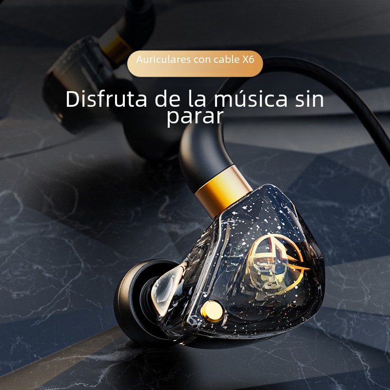 [Guangzhou Xinqiang] teléfono móvil en la oreja 3 M alargado con cable ancla auriculares con subwoofer deportivo X6