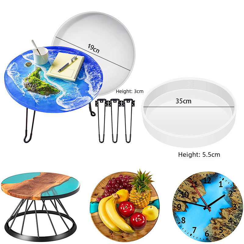 新品DIY水晶滴膠河流桌模具鏡面圓形桌面樹脂流沙桌硅膠模具