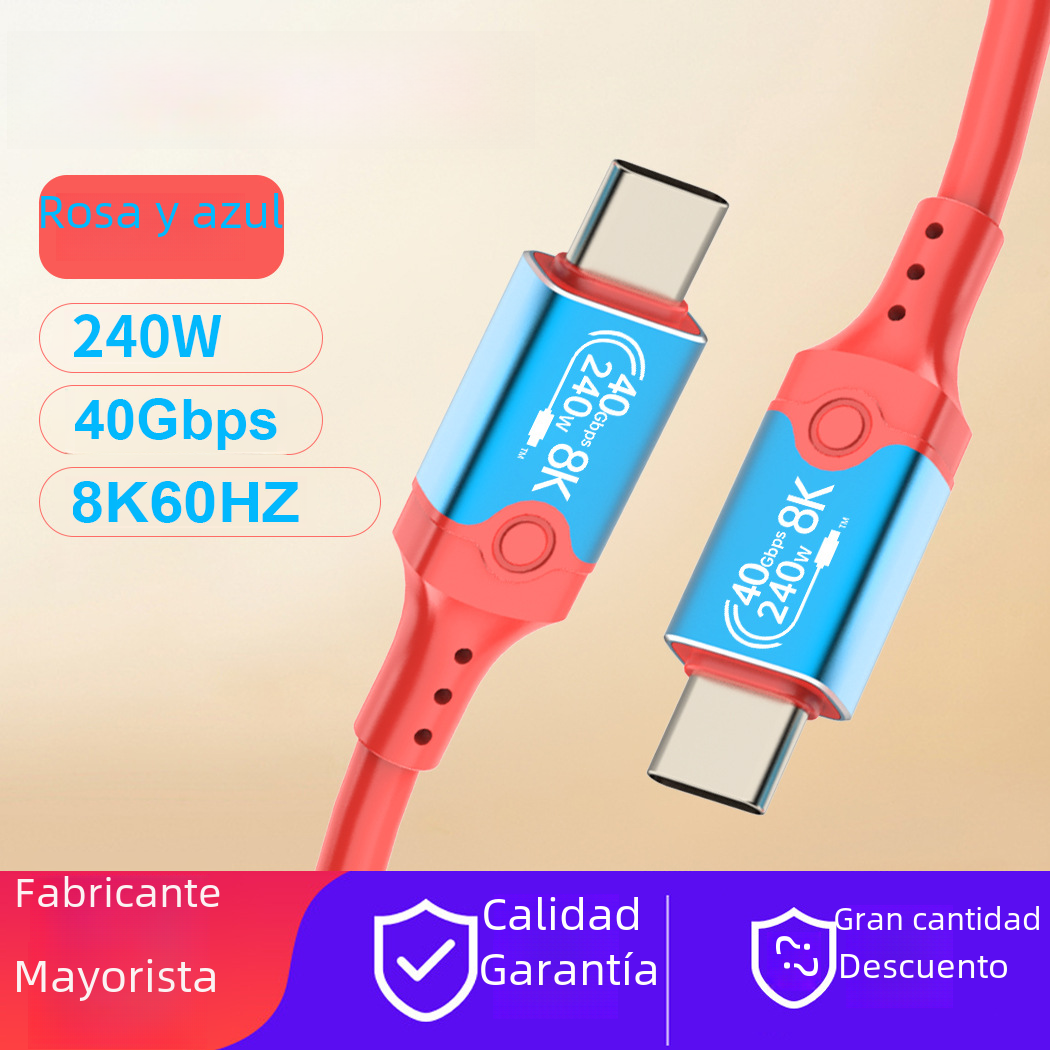 USB4 cable de datos 240W cable de carga rápida 40G de alta velocidad 8K60Hz pantalla de proyección función completa compatible con interfaz de rayo USB4