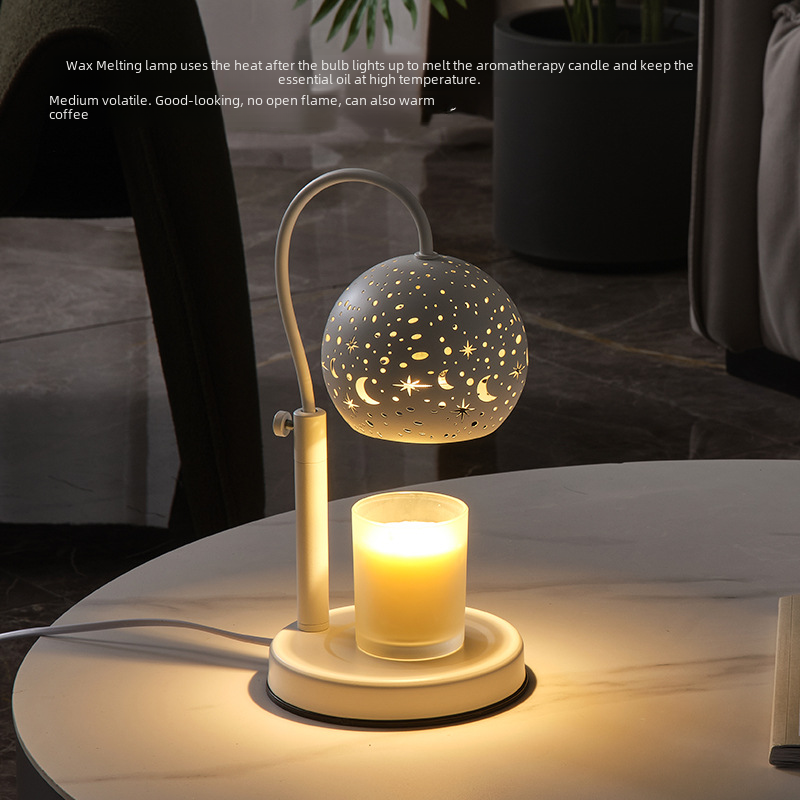 New melted wax lamp, aromatherapy lamp, starry sky lampshade, melted candle lamp, wax burning lamp, melted wax warm lamp, bedside lamp, Amazon table lamp