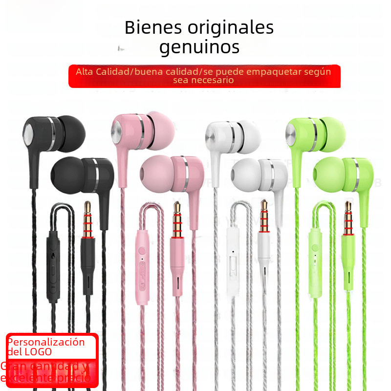 Auriculares con cable de 3,5mm con agujero redondo Macaron colorido para teléfono móvil, auriculares deportivos con micrófono, ordenador Digital/auriculares/auriculares