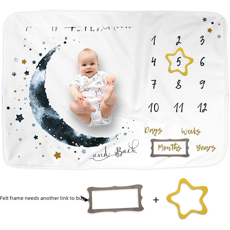 Moonshine Baby Milestone Blanket Double-Sided Fleece Photo Blanket for Baby Growth Memory Photography Blanket