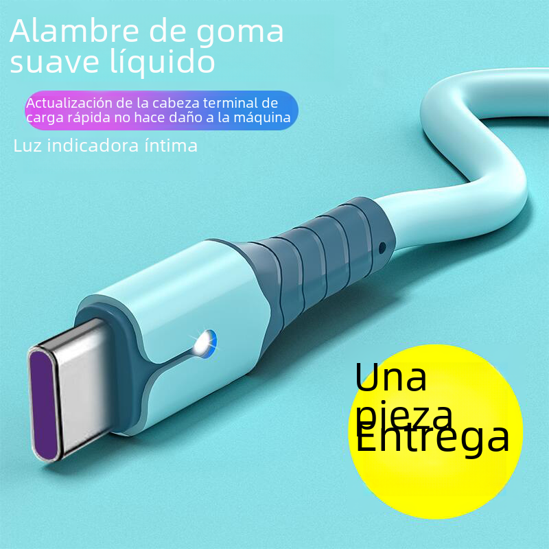 Cable de datos de silicona líquida con luz para TYPE-C Apple Android Cable de carga súper rápida para teléfonos móviles Huawei Xiaomi