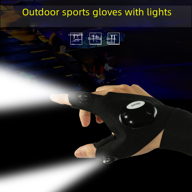 Wholesale LED Outdoor Half Finger Lighting Gloves Repair Sports Fishing Finger Light Glowing Gloves Manufacturer