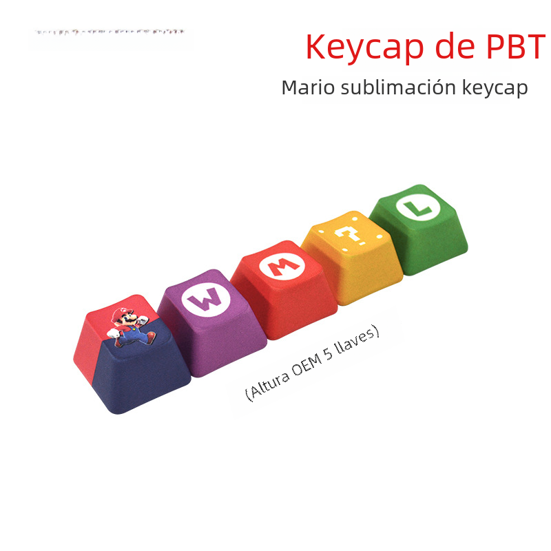 [Sublimación de cinco lados] color PBT Mario suplemento personalizado Teclado mecánico tecla coincidencia de colores