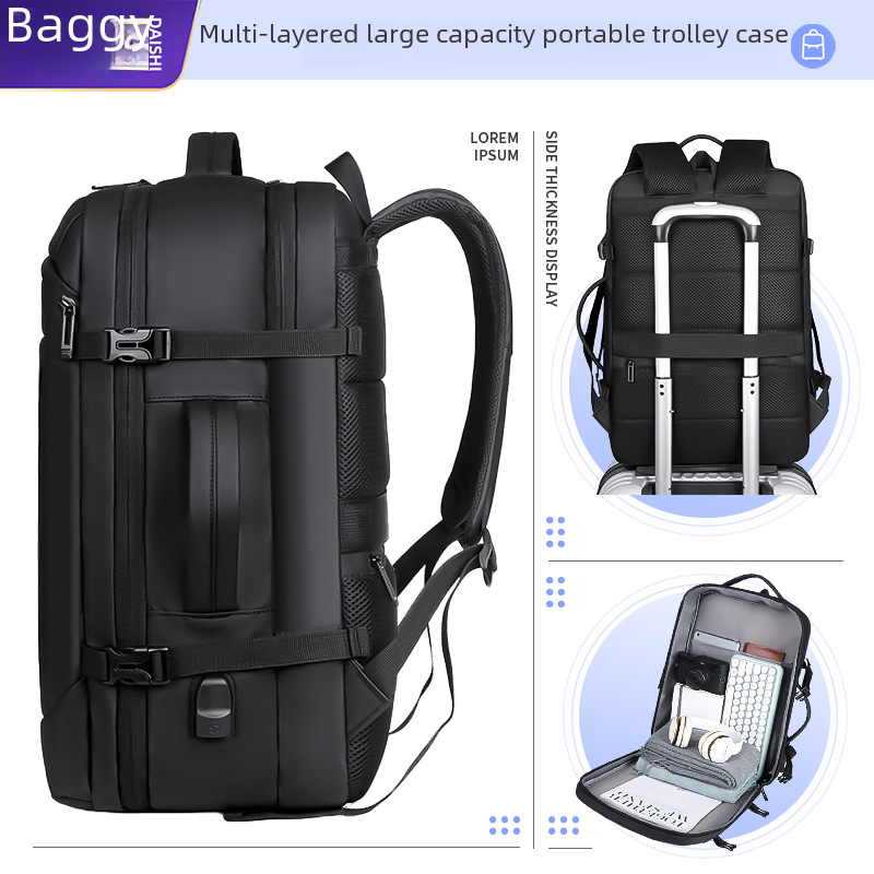 High-quality expandable backpack business commuter men's multi-functional waterproof computer bag backpack can be printed with LOGO