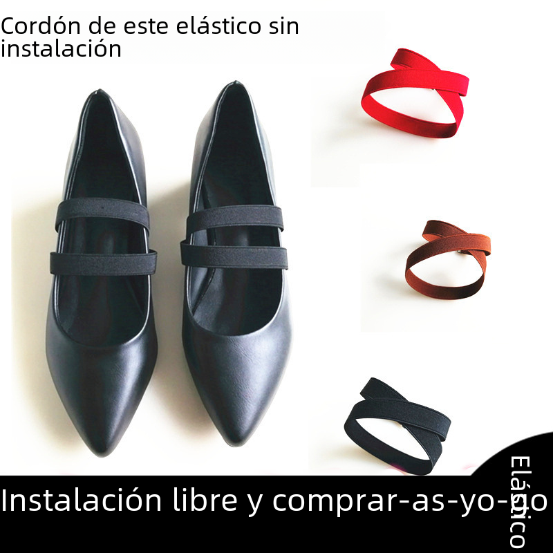 Listo para usar tacones altos anti-caída talón vinculante cordones de los zapatos de las mujeres Cordones elásticos sin tacón con cordones elásticos todo partido