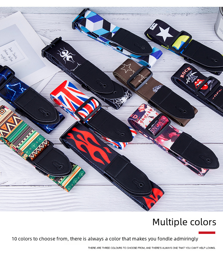 Guitar Strap Guitar Accessories Folk Guitar Strap Heat Transfer Polyester Cotton Guitar Strap Shoulder Strap Crossbody Wooden Electric Guitar