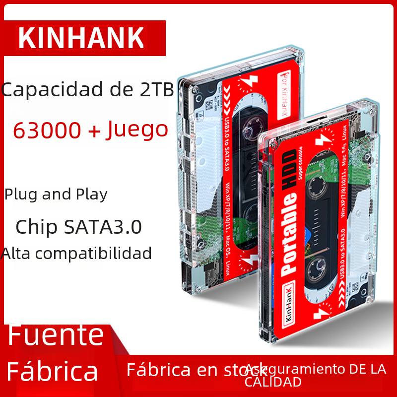 2TB juego externo móvil de disco duro Plug-and-play de instalación-libre incorporado 60000 + soporte para Saturn/Wii/PS2