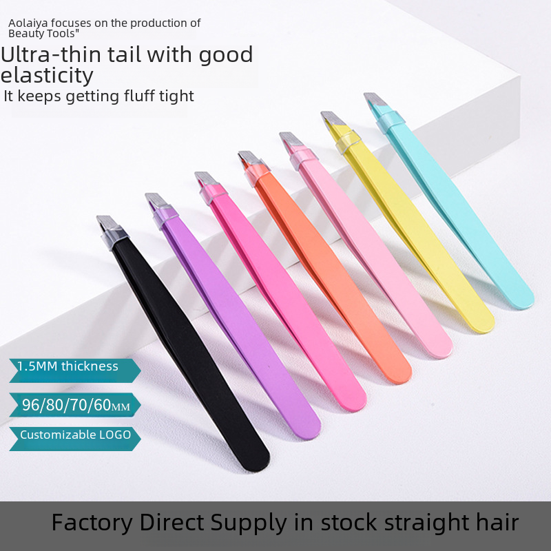 1.5 Thick Stainless Steel Plucking Beveled Eyebrow Clip Eyebrow Tweezers Beauty Tools 96mm Colored Eyebrow Clip