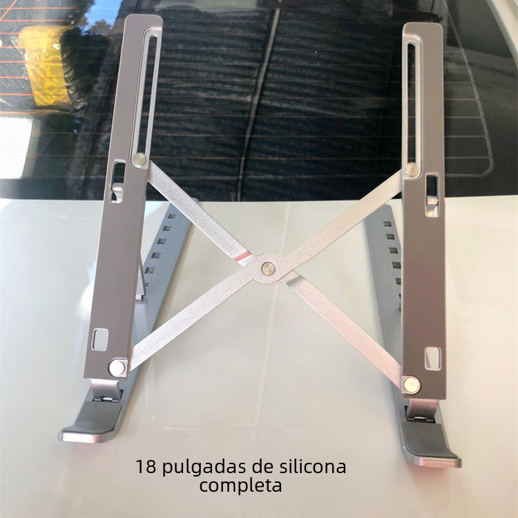 Ventas directas de aleación de aluminio portátil soporte de 18 pulgadas de silicona completa tenedor único escritorio aumento de la altura disipación de calor de almacenamiento plegable