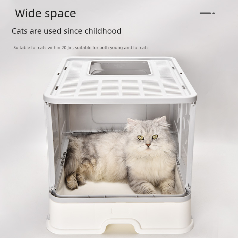 Large Cat Litter Box, Foldable Closed Cat Litter Pan, Cat Toilet, Litter Pan, Cat Cage, Cat Bed