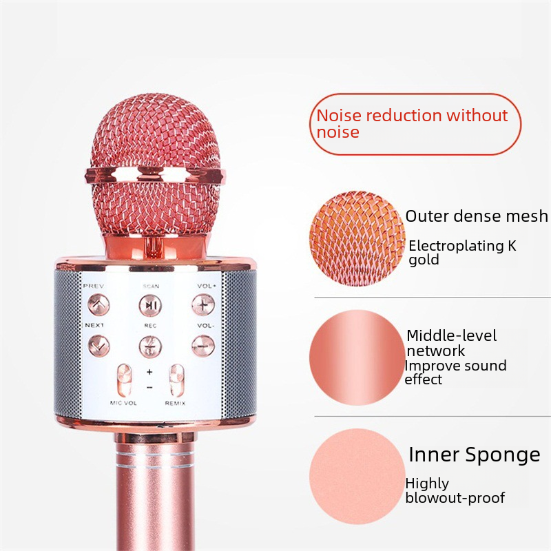 Microphone Home Karaoke Treasure Universal Mobile Bluetooth Microphone Speaker Combo WS858