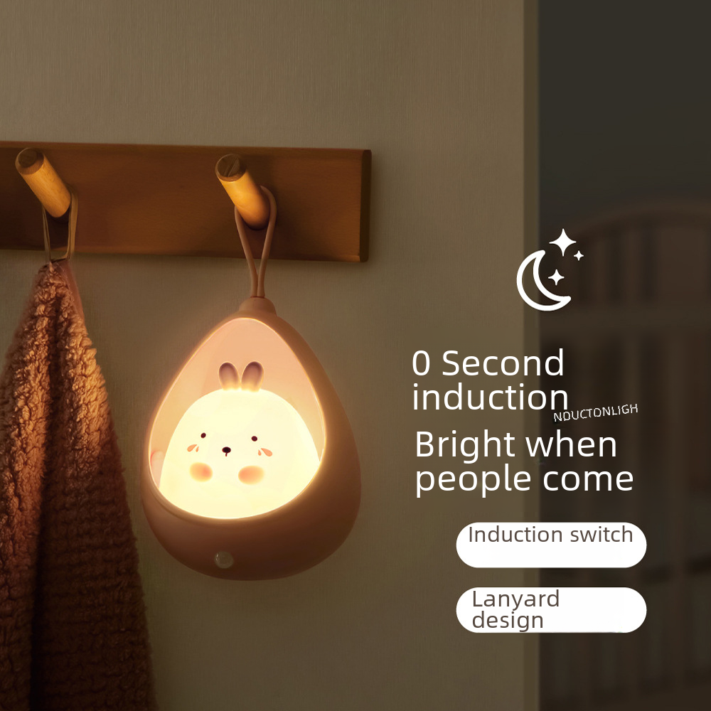 Small Bag Family LED Automatic Human Body Sensor Night Light with USB Charging, Household Bedside Bedroom Smart Sensor Night Light