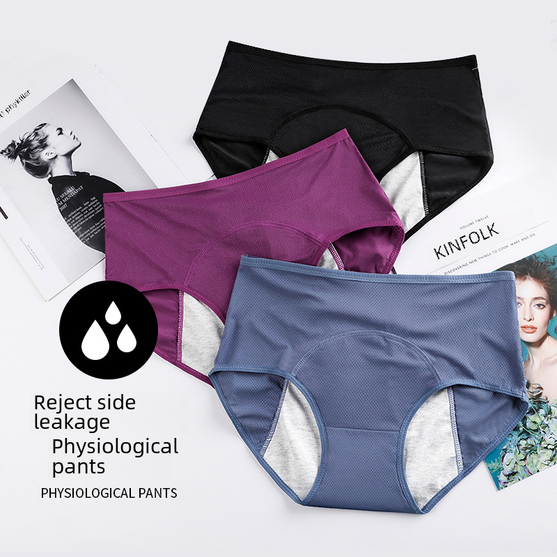 Women's Export Physiological Pants Menstruation Leak-Proof Medium-High Waist Hole Auntie Sanitary Pads Sanitary Large Size Innerwear for Women