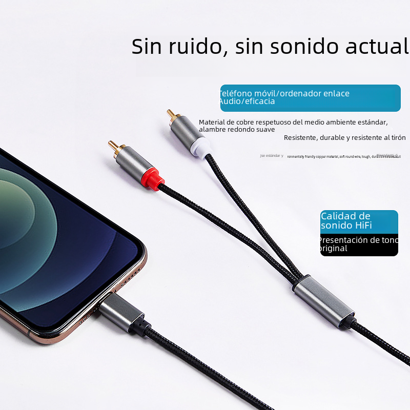 3,5mm a 2rca cable de audio de loto tipo-c cable para Huawei teléfono móvil cable de audio ordenador al por mayor