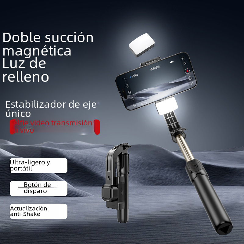 Nuevo trípode estabilizador de eje único Bluetooth Selfie Stick Luz de relleno de succión magnética teléfono móvil PTZ anti-vibración soporte de transmisión en vivo