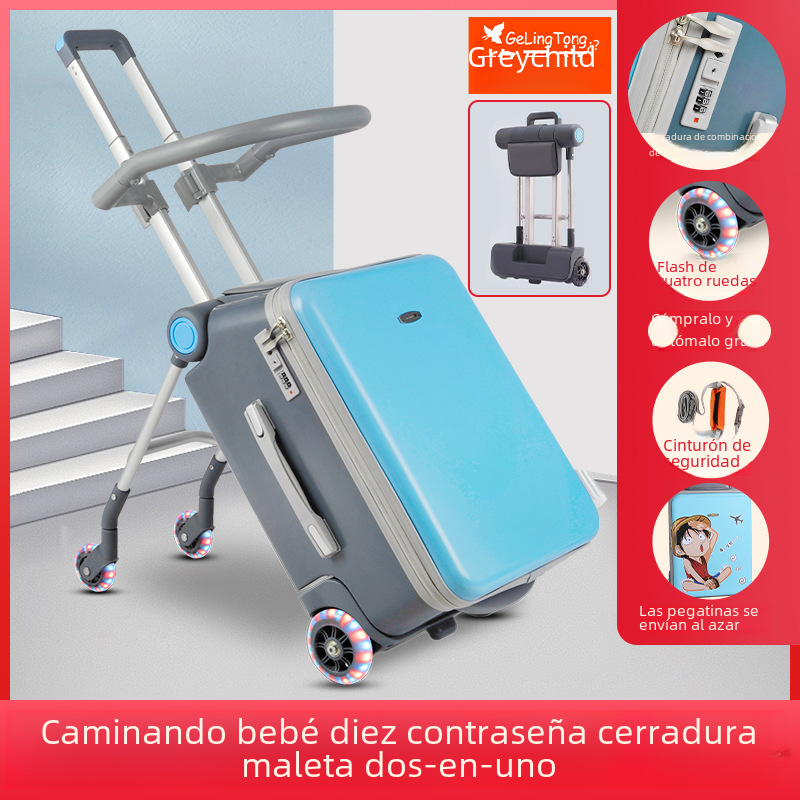 Tearboy puede montar niño carro perezosamente deslizamiento paseo artefacto niño viaje puede bordo maleta