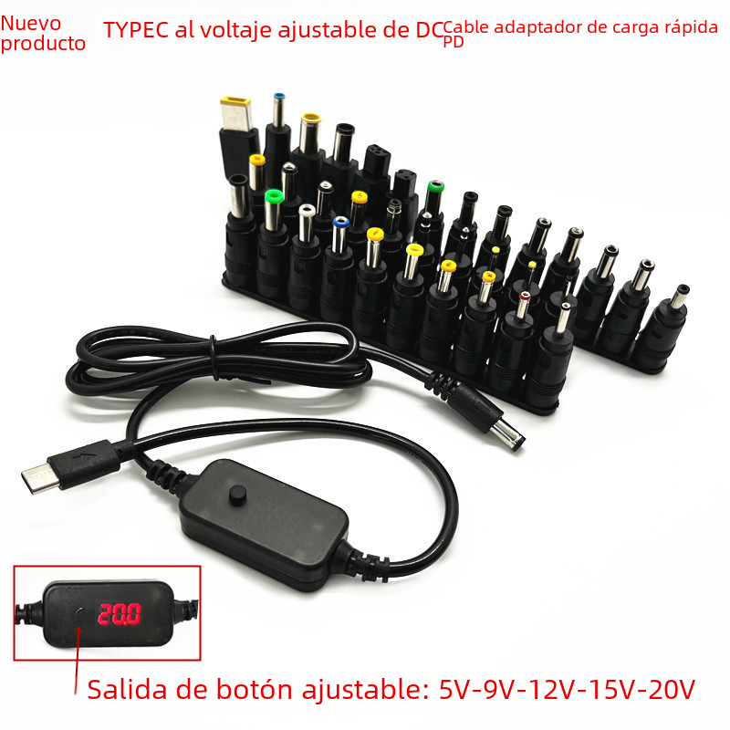 PD línea de trampa 5-12-20V voltaje ajustable TYPEC revolución DC óptico gato router portátil línea de carga rápida