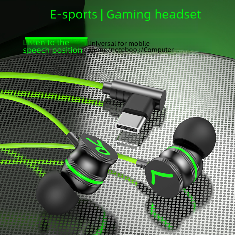 Wired Type-C In-Ear Subwoofer Gaming Headset with Phone Control and Audio Tuning