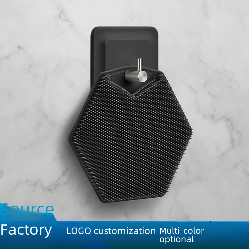 Amazon New Polygon Silicone Shower Brush Portable Wall-Mountable Silicone Hair Brush Hexagonal Shower Brush