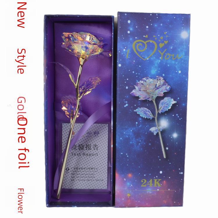 廠家新款金箔玫瑰 創意金玫瑰七夕 教師節禮物批髮帶線燈
