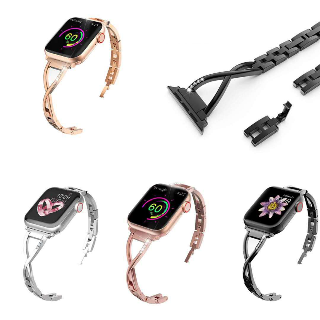 Pulsera x-link de Metal de acero inoxidable con incrustaciones de diamantes para reloj 1/2/3 accesorios digitales para computadora