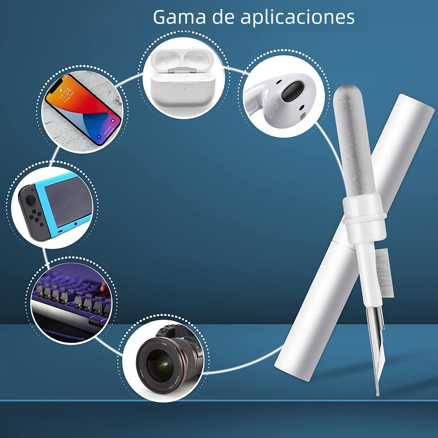 Portátil Bluetooth auricular enchufe pluma de limpieza conjunto de limpieza pluma de limpieza del polvo pluma de limpieza cepillo de limpieza del tapón del oído