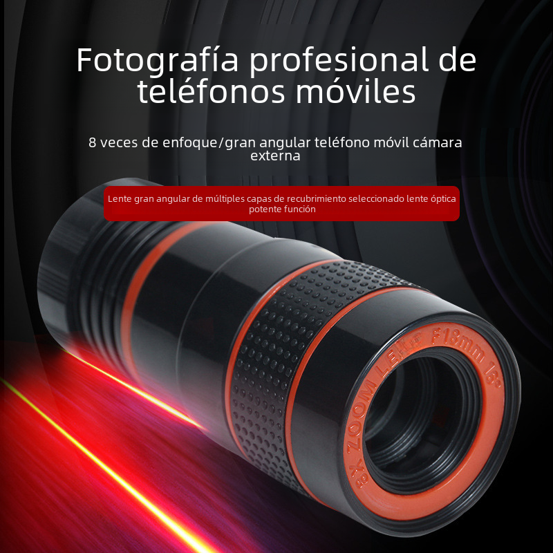 8x8x teleobjetivo lente de teléfono móvil universal 8x lente de zoom de teléfono móvil HD enfoque fotografía lente ventas directas de fábrica