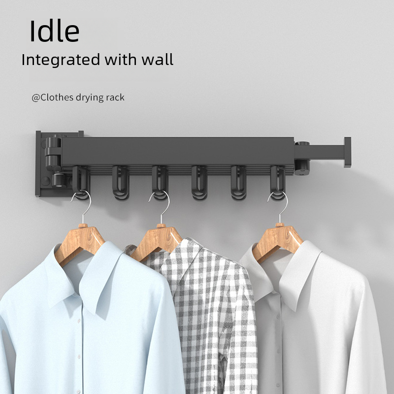 Folding clothes drying rack, invisible retractable clothes drying rack, no punching window, outdoor balcony metal clothes drying pole, manufacturer wholesale