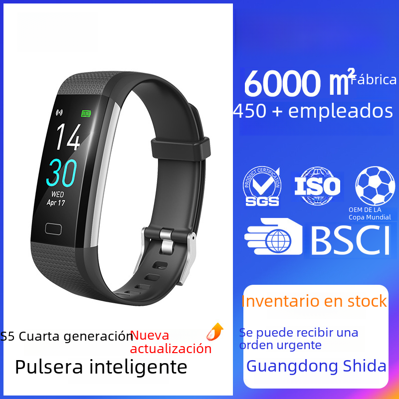 S5 pulsera Medición de la temperatura corporal de la presión arterial de fitness medidor de ritmo cardíaco paso pulsera inteligente reloj regalo de la fábrica al por mayor pulsera de los deportes