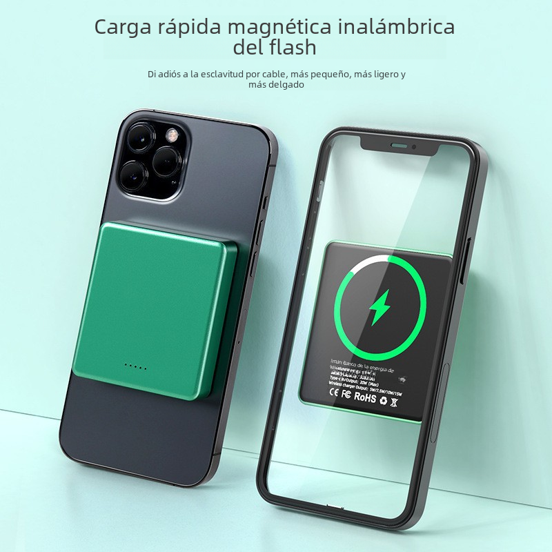 Aplicable a Apple 12/13/14/15 fuente de alimentación móvil inalámbrica de carga inalámbrica magnética del banco del poder de Magsafe mini