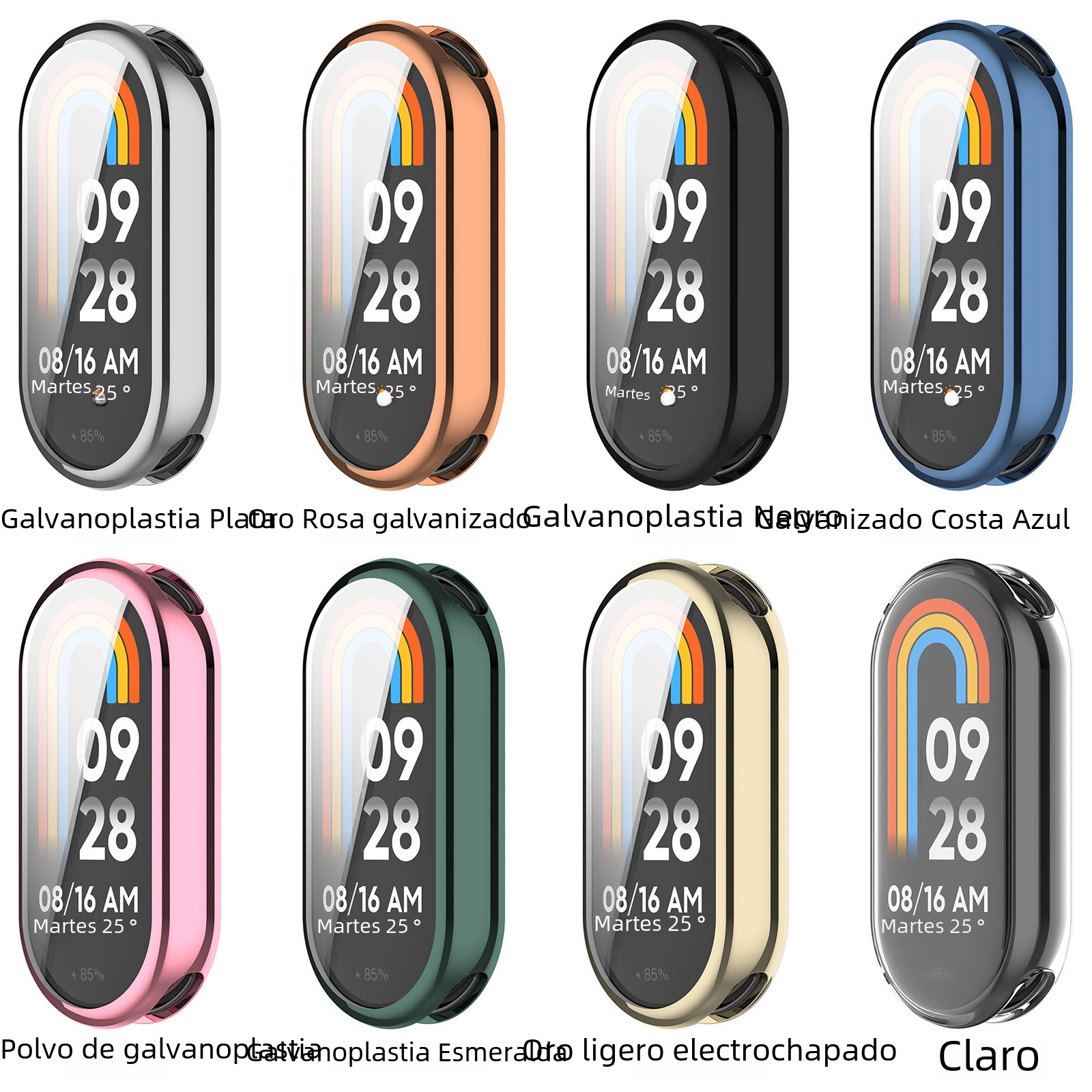 Adecuado para mi pulsera 8 todo incluido TPU galvanoplastia funda protectora mi band8 NFC versión funda protectora de goma suave en stock