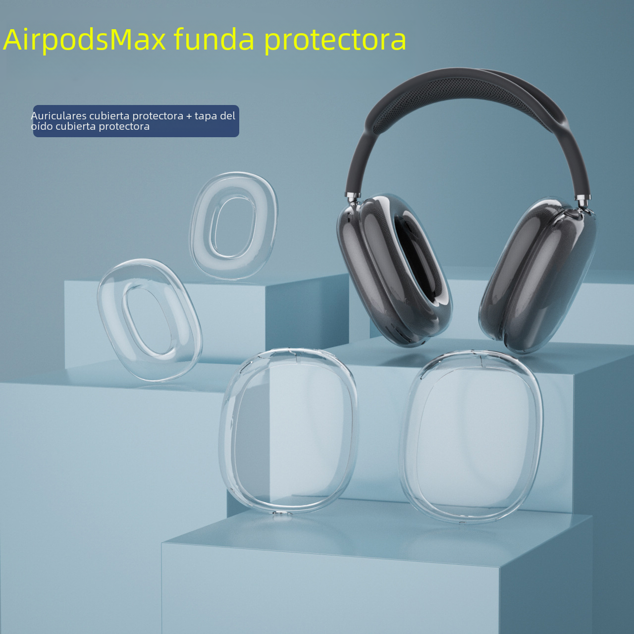 Adecuado para airpods Max funda protectora Apple montado en la cabeza tapa del oído de alta transparente Shell auricular transparente Max orejera cubierta