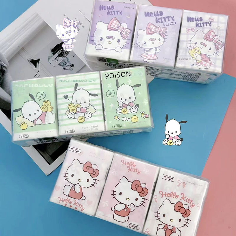 Printed handkerchief paper kt cat pacha dog printed paper towel portable small bag facial tissue toilet paper color napkin