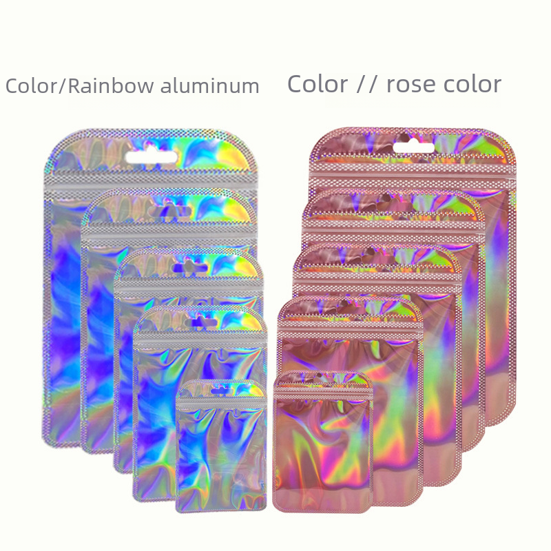 Chengxing Packaging Manufacturer Cross-border E-commerce Laser Self-sealing Bags Rainbow Packaging Bags Decorative Phone Cases Plastic Bags