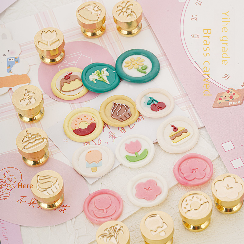 Yu Mo Wen Mid-June Fire-printed mini small-size beanie brass stamp DIY hand-sealed letter paper invitation