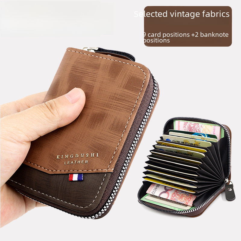 Cross-border popular men's accordion card holder, new product, multi-card slots, PU leather, large capacity card holder, card holder, accordion card holder batch