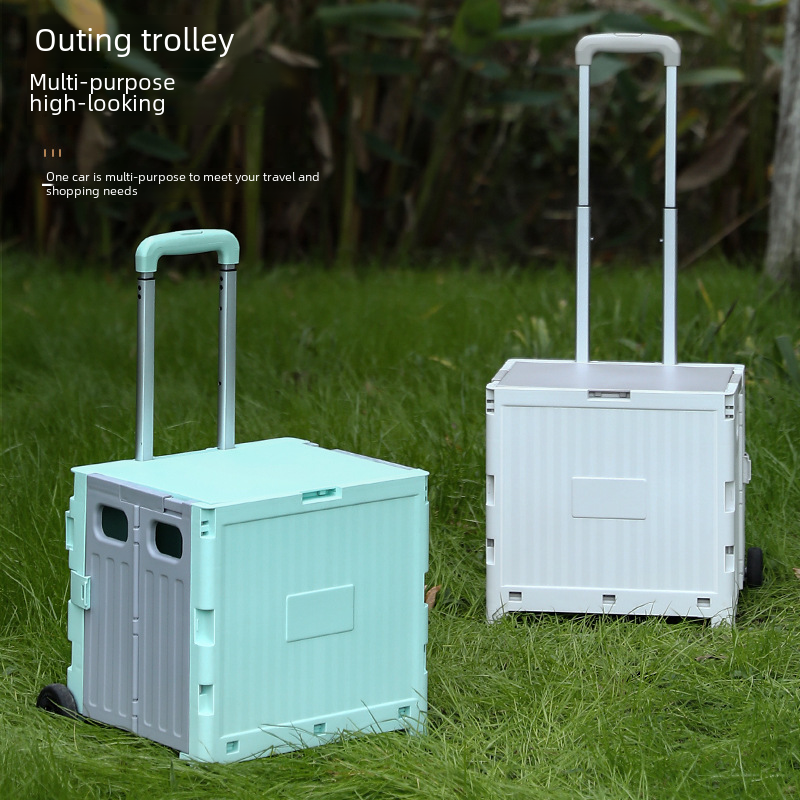 Grocery shopping trolley, home hand-pulled mini portable foreign trade supermarket shopping cart, camping camping folding box