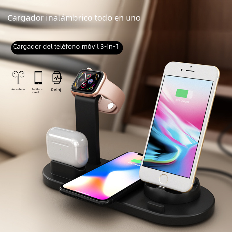 Base de carga inalámbrica Cuatro en Uno multifuncional popular de Amazon para la carga inalámbrica de Airpods del teléfono móvil de Apple