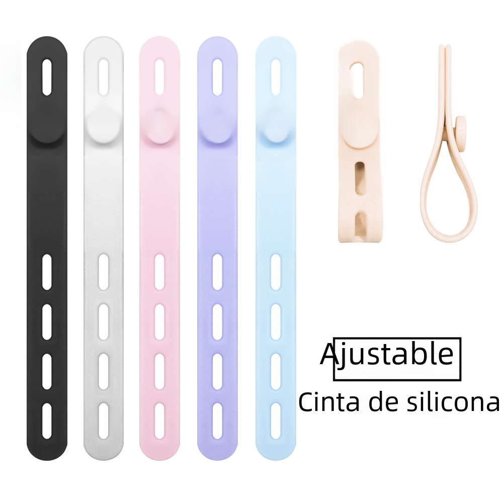 Cable de silicona ajustable organizador de cable de datos de almacenamiento de cinta auricular Winder anti-perdida de caucho suave correa de cable titular