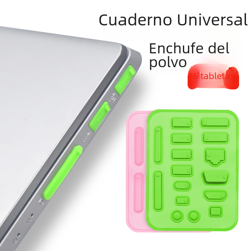 Enchufe de polvo portátil 16 tabletas traje USB enchufe de silicona HDMI puerto de red RJ45 sellado de audio Universal
