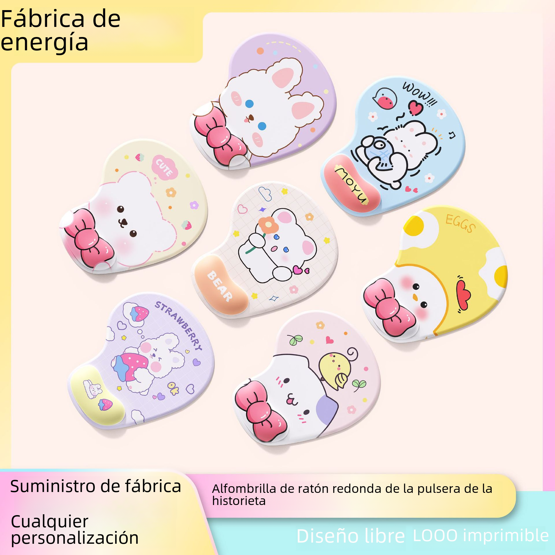 Alfombrilla de ratón almohadilla de muñeca de silicona tamaño pequeño lindo niños y niñas computadora de dibujos animados de Oficina Juego de mesa pad soporte de muñeca