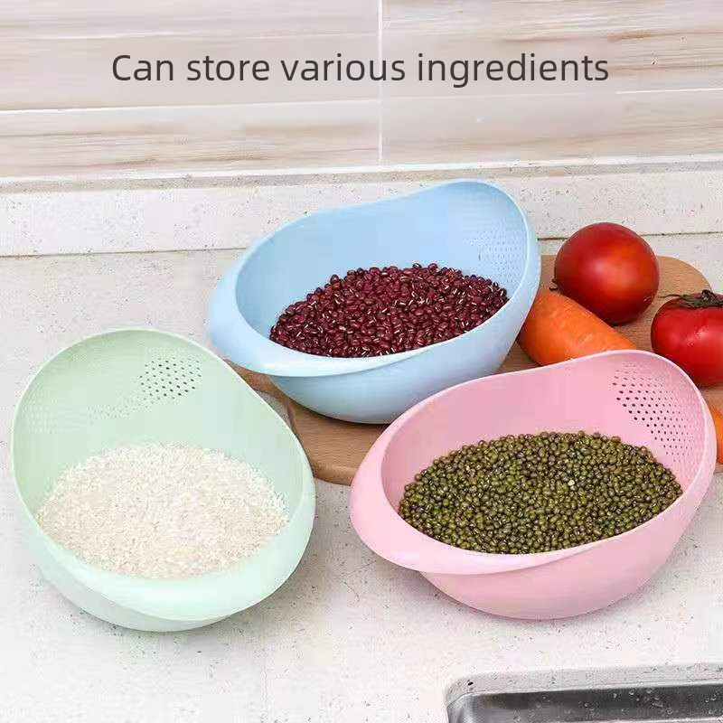 廚房多功能淘米器洗菜籃懶人用品瀝水洗米篩密孔多用塑料淘米盆