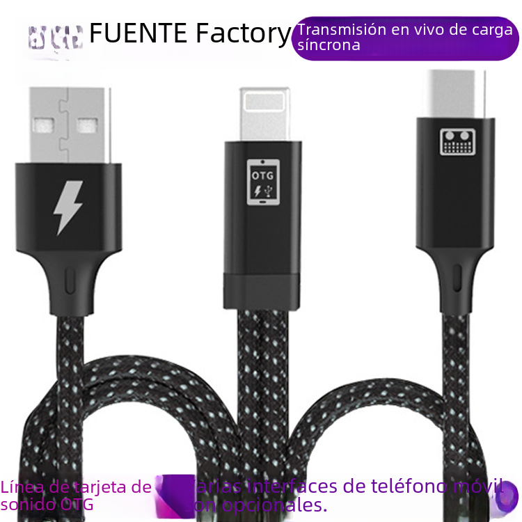 Tarjeta de sonido en vivo OTG Cable adaptador para Apple Android typec USB cable adaptador de teléfono móvil de carga síncrona 3,5