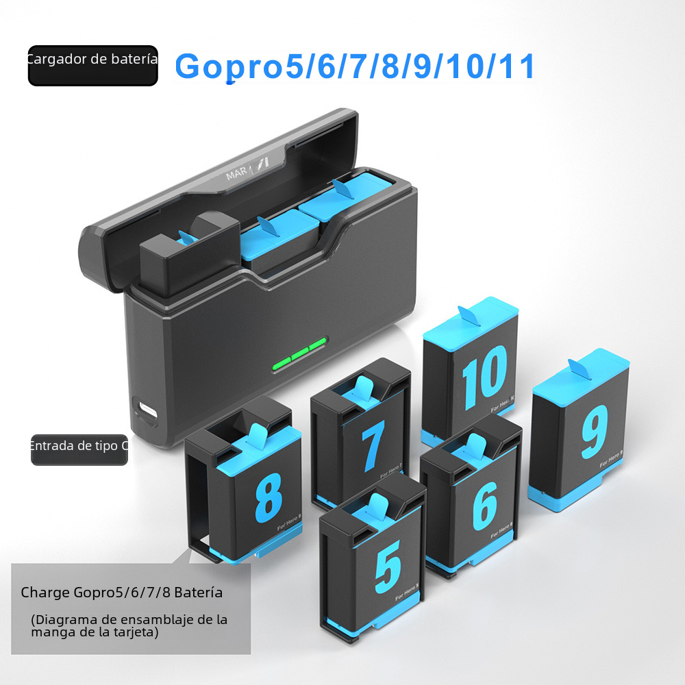 SEIVI Gopro5678910 11 Cargador de batería Tipo-C cargador de tres ranuras accesorios de cámara deportiva