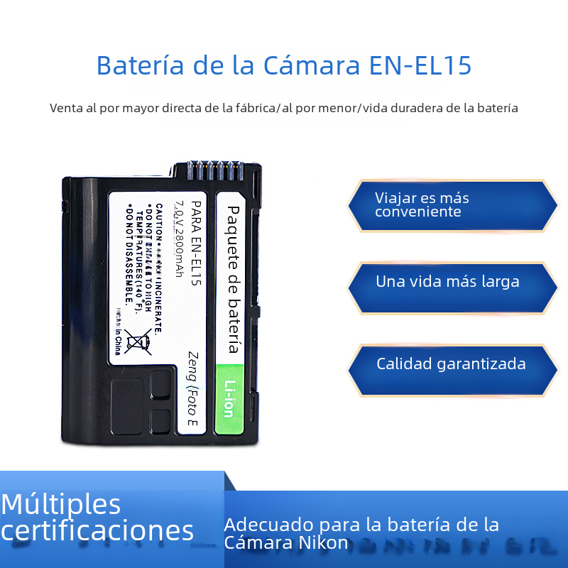 EN-EL15 batería adecuada para Nikon D850 D810 D800 D750 D610 D600 D7500 EL15A