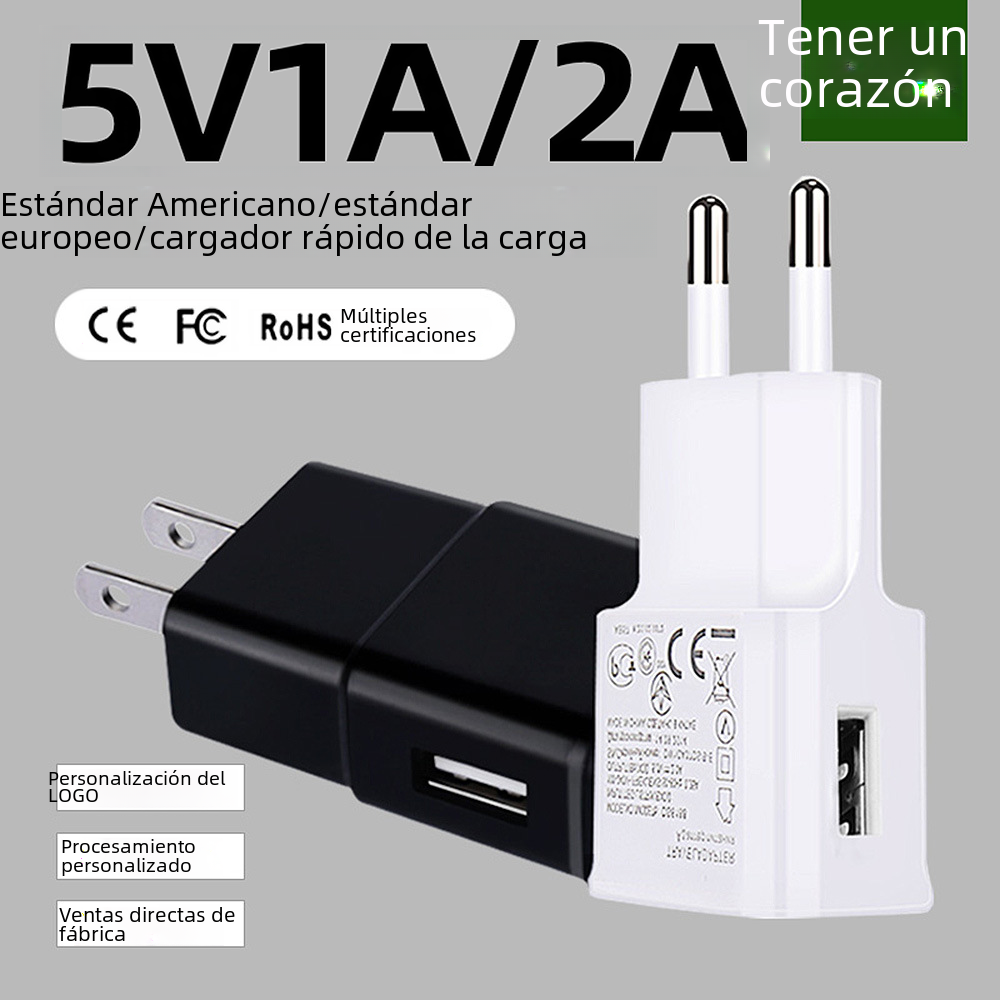 Cargador de teléfono 5v1a Ce, enchufe estadounidense, cabezal de carga Usb, regulación europea, adaptador de corriente 5v2a, cargador de teléfono móvil para ordenador Digital